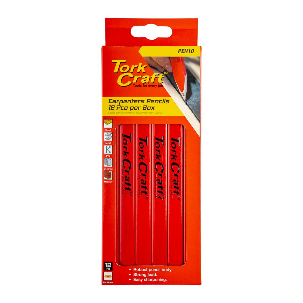 TORK CRAFT Carpenters Pencil 175mm - 12 Per Box