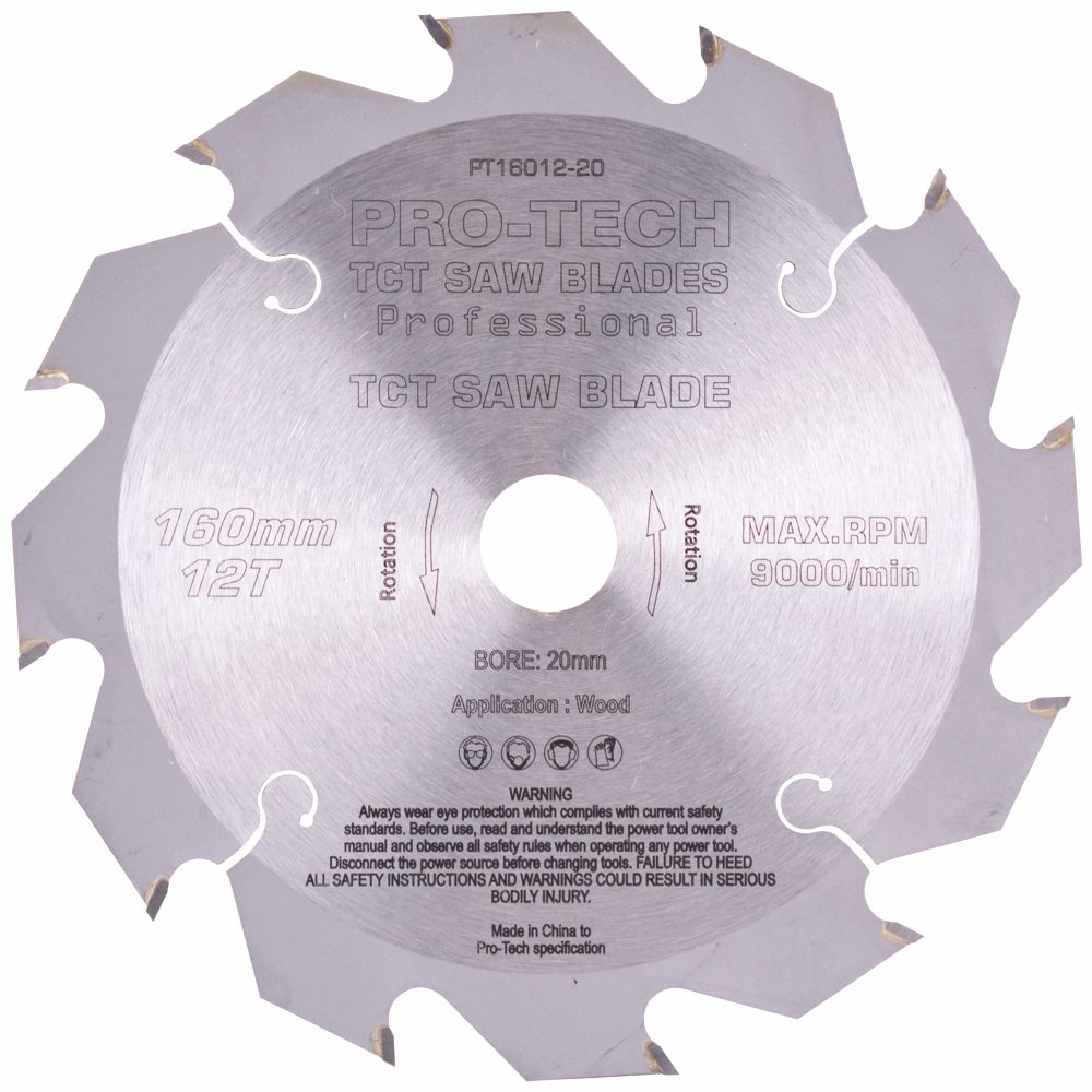 Saw Blade Tct 160x2.2x20x12t Wood Prof. PRO-TECH Fes. Ts55 Pw12