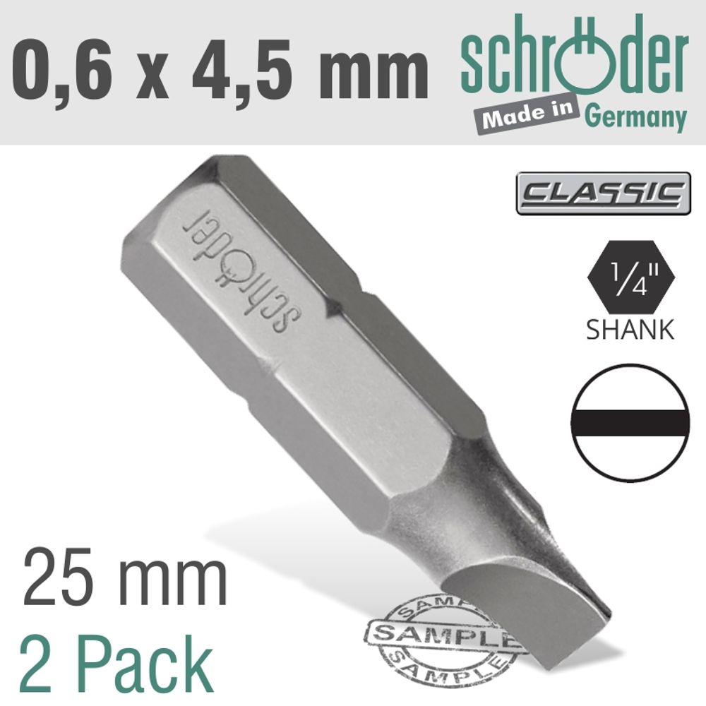 Slotted Bit 0.6x4.5mm 25mm 2cd