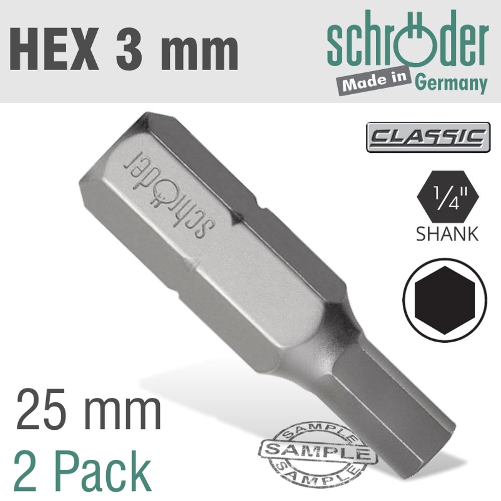 Hex/allen Ins.bit 3mm 2cd
