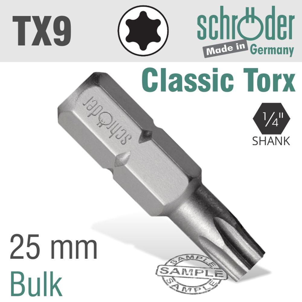 Torx Tx9 Classic Bit 25mm Bulk
