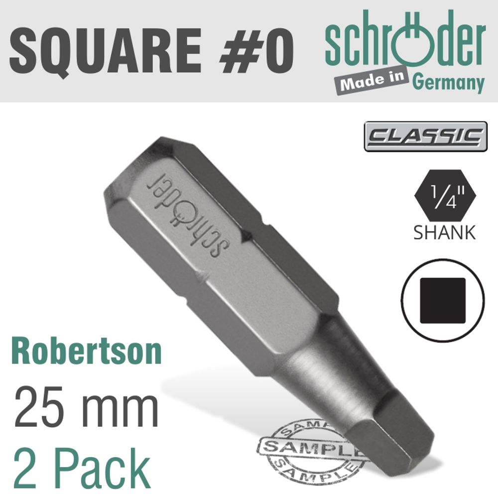 Sq.recess N.0x25mm Bit 2cd