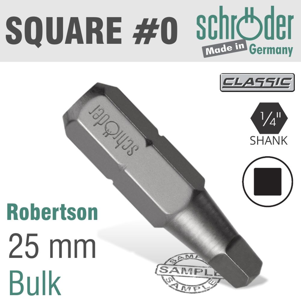 Sq.recess No.0 Insert Bit