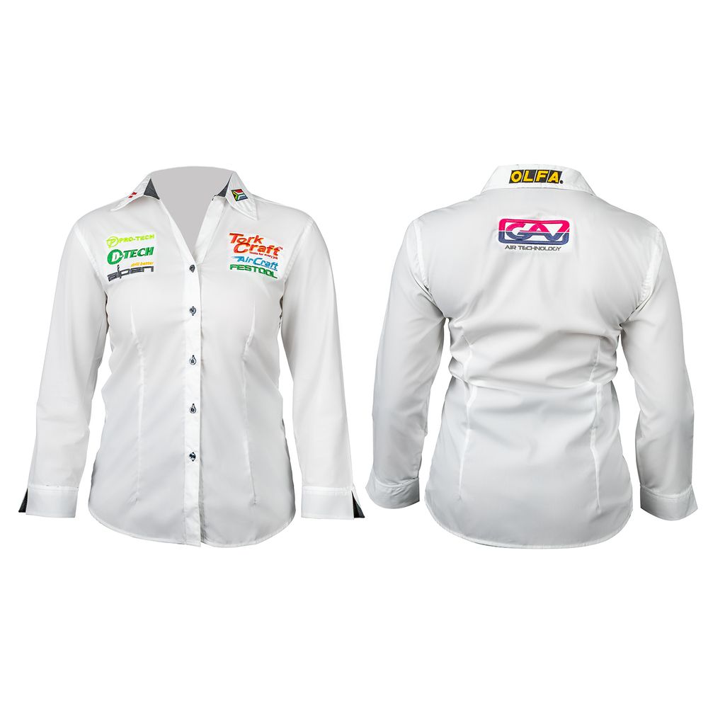 Ladies White 3/4 Saga Blouse X-large