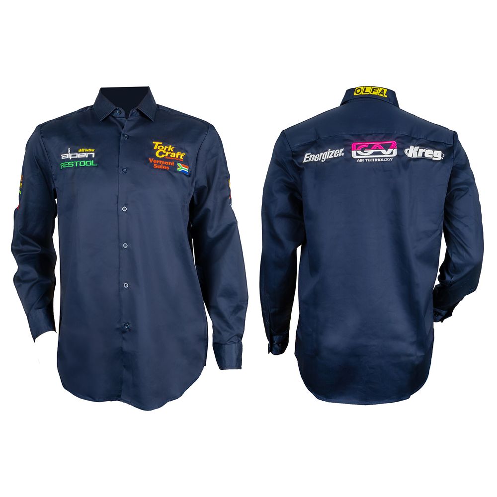 Vermont Mens Cotton Shirt Navy Blue Small - Long Sleeve
