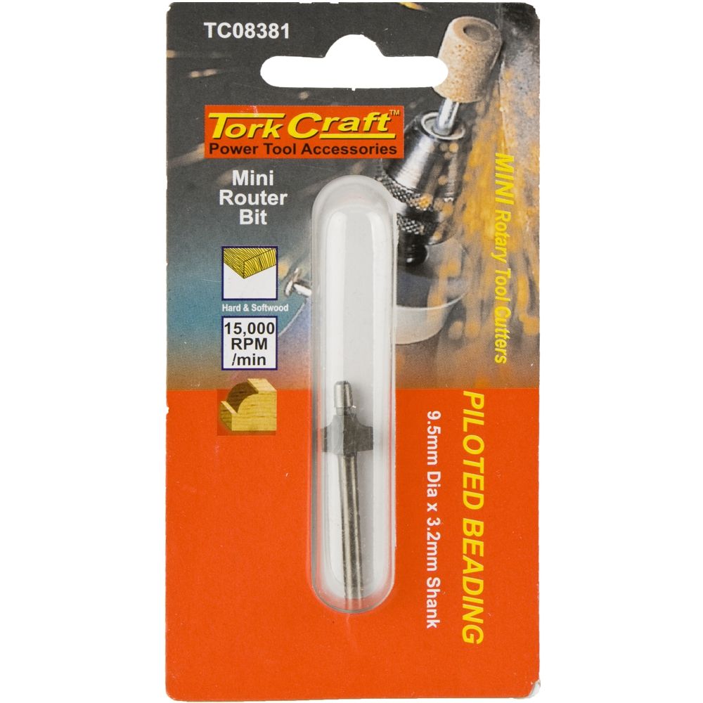 Mini Router Bit 9.5mm Piloted Beading 3.2mm Shank