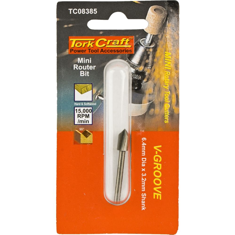 Mini Router Bit 6.4mm V-groove 3.2mm Shank