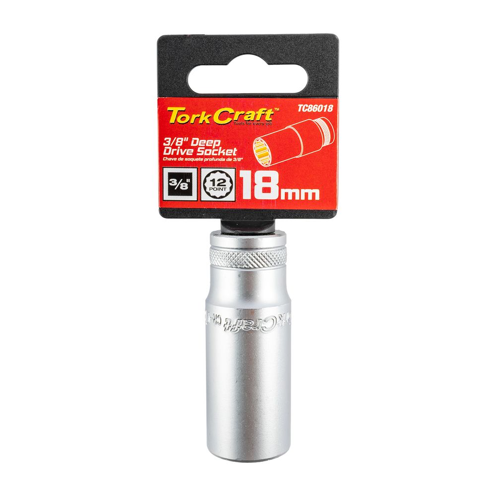 Deep Socket 3/8'dr 18mm 12pt Crv