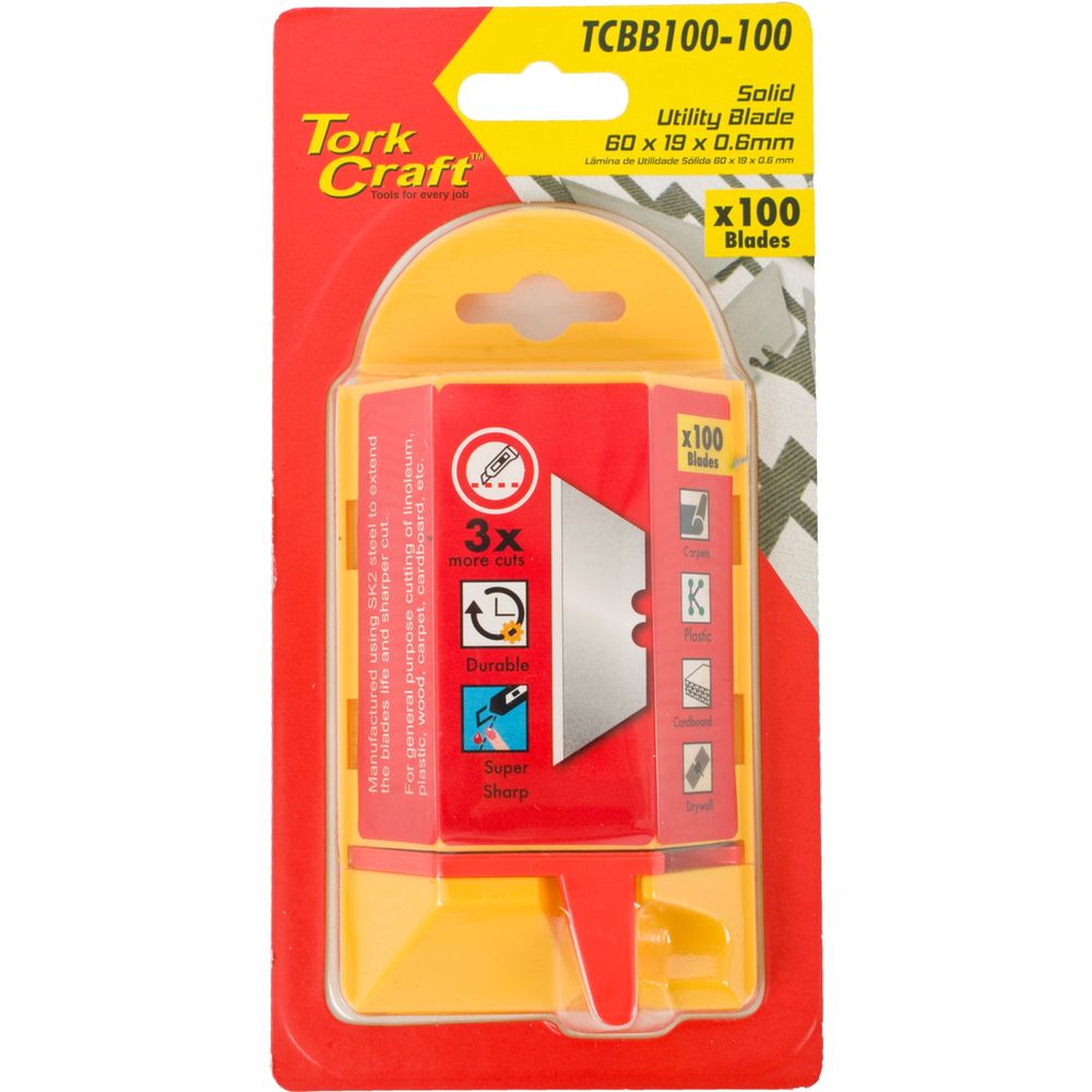 Utility Blade Solid 60mm X 19mm X 0.6mm 100pc Sk5