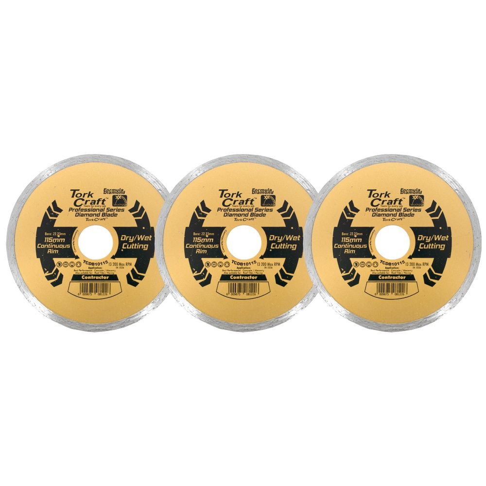 Diamond Blade 115mm Cont.rim Profesional Bulk 3 Pack Shrink