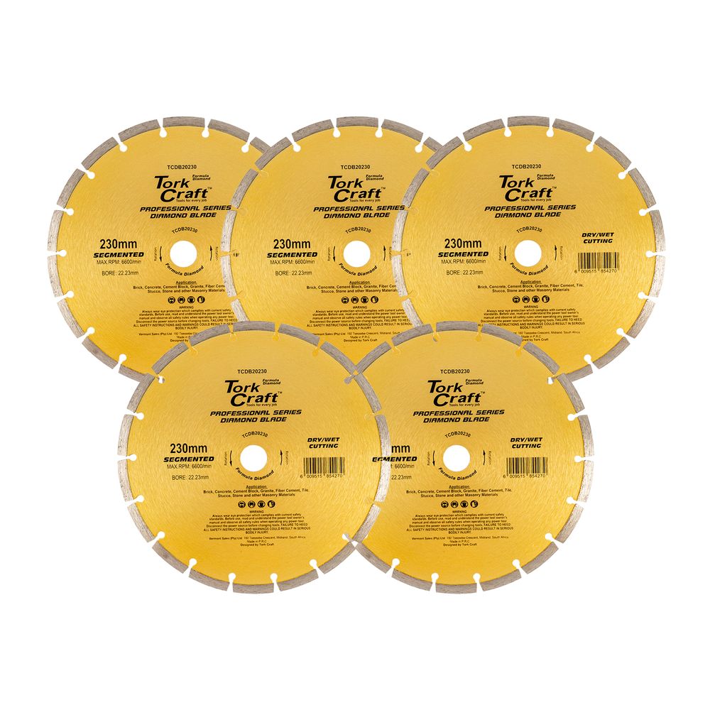 Diamond Blade Segmented 230mm Professional Bulk 5 Pack