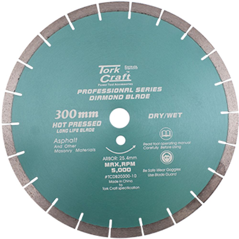Diamond Blade 300 X 25.4mm Asphalt Hot Pressed Segmented Tar
