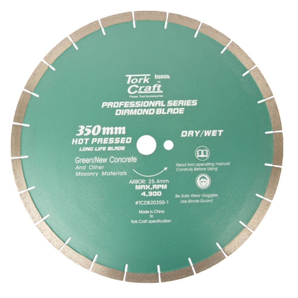 Dia. Blade 350x25.4mm Green/new Concrete Hot Pressed