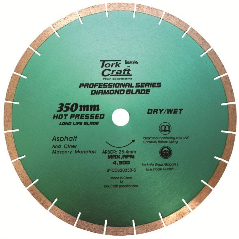 Diamond Blade 350x25.4mm Asphalt Hot Pressed Segmented Tar