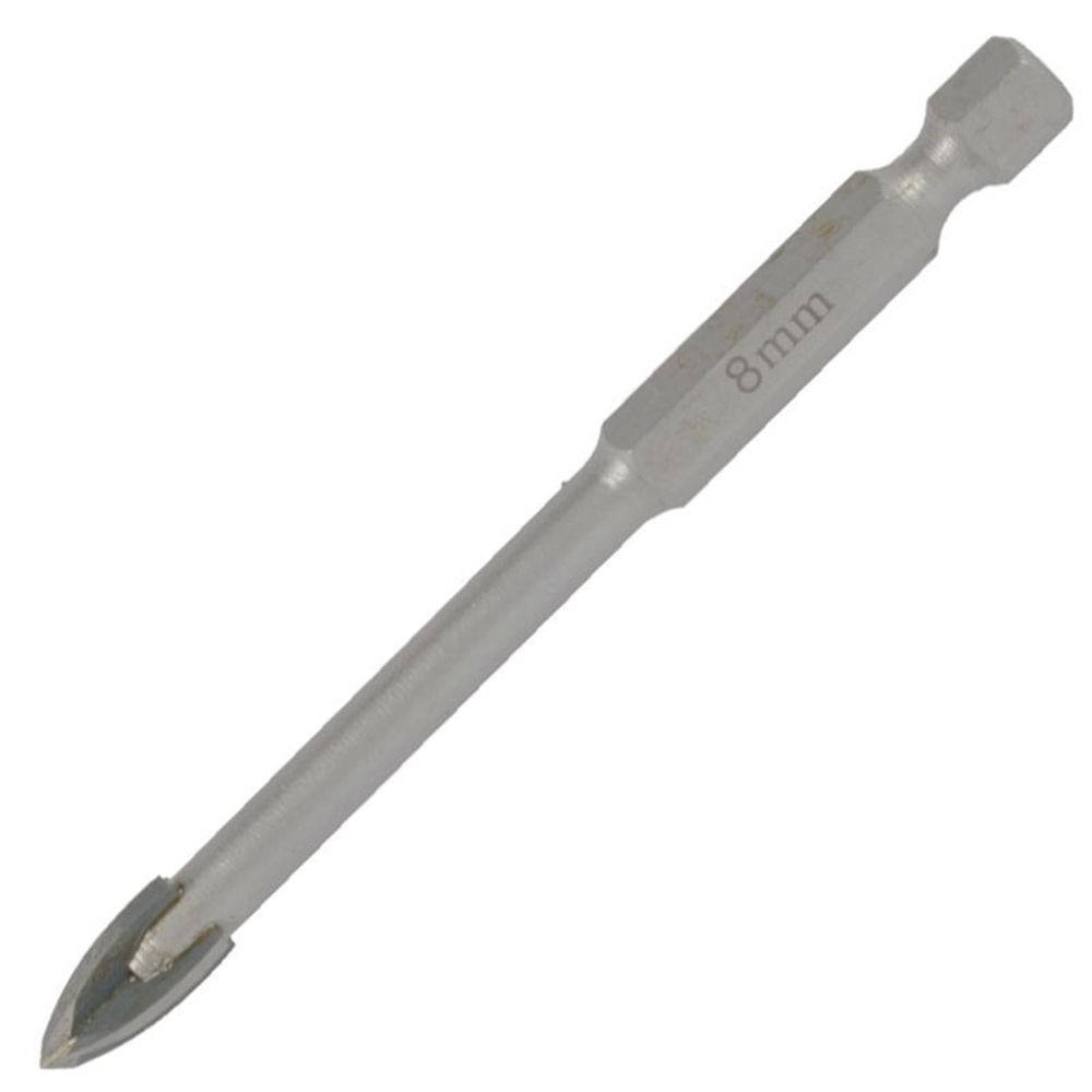 Glass & Tile Drill 8mm 4 Flute With Hex Shank