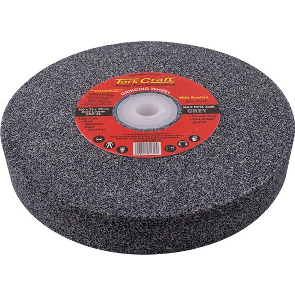 Grinding Wheel 150x25x32mm Bore Coarse 36gr W/bushes For Bench Grinder