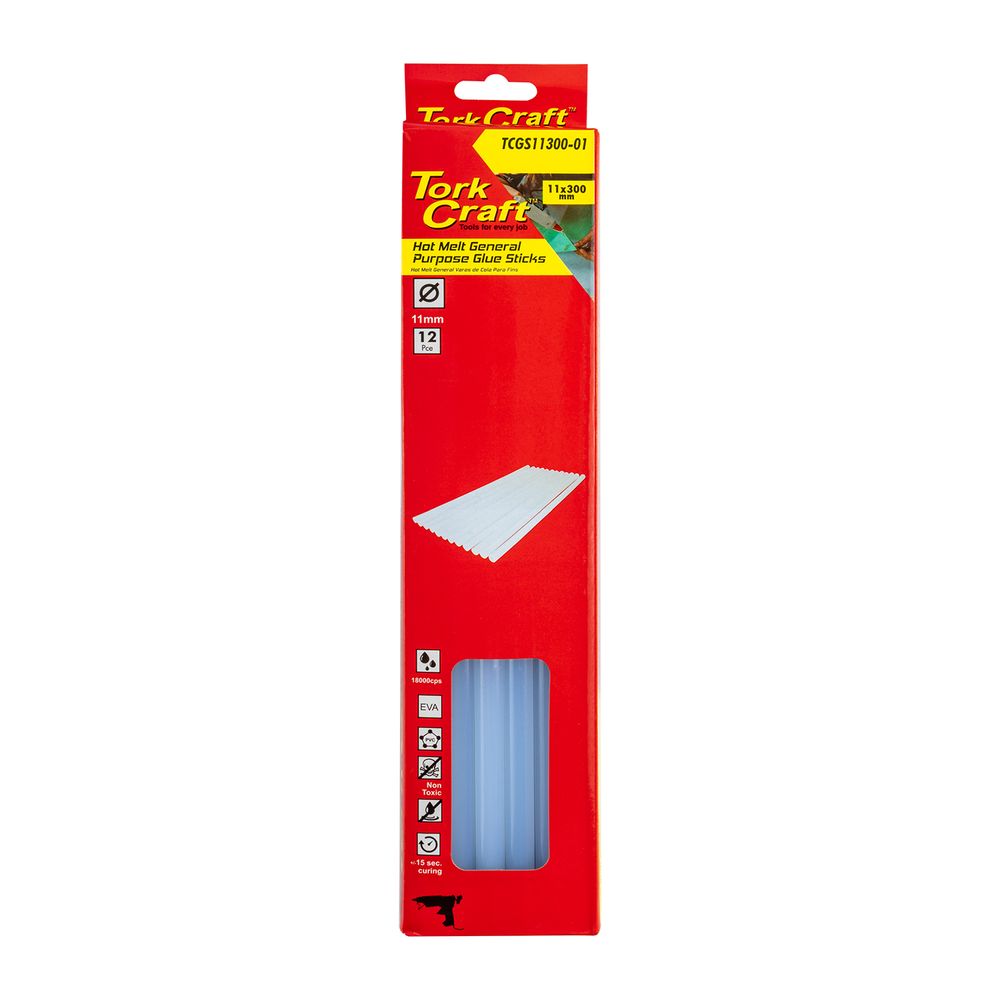 Glue Stick 11 X 300mm 12pc Hot Melt Gen. Purpose Eva 18000cps