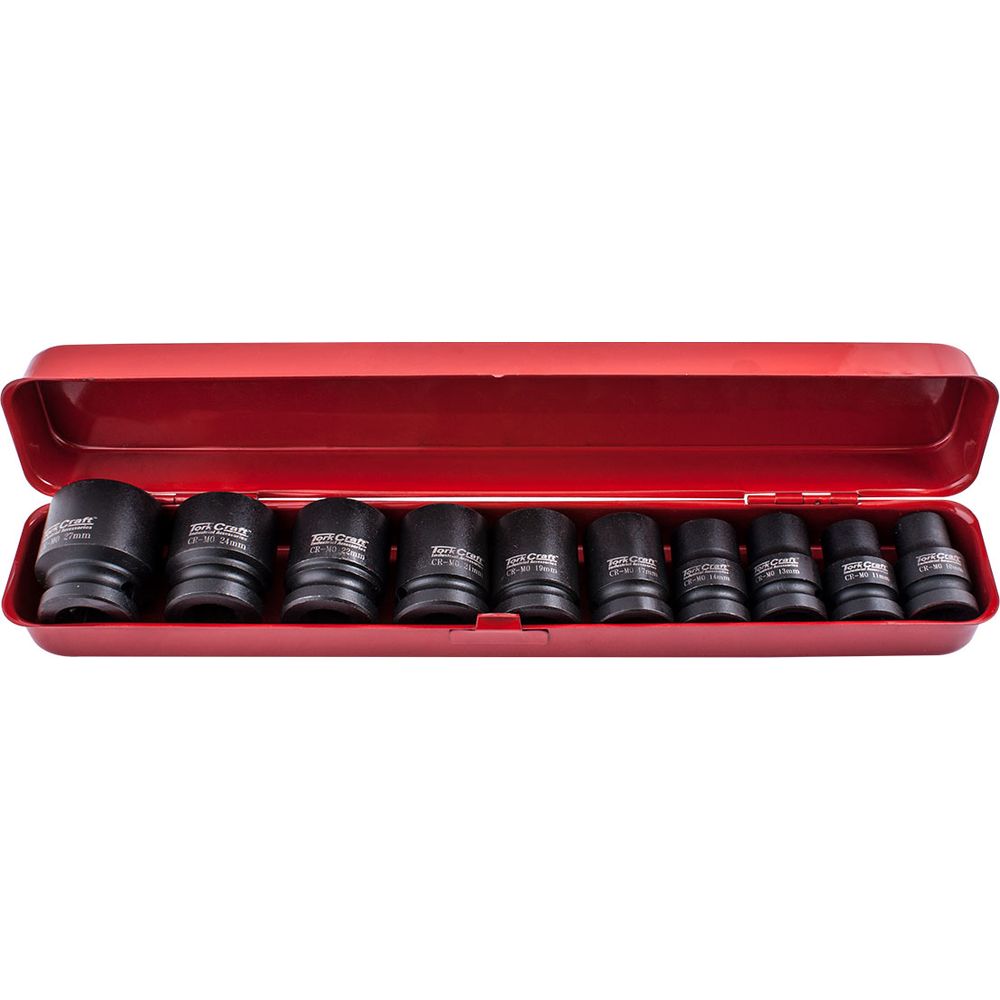 10pc 1/2" Drive Impact Socket Set (10.11.13.14.17.19.21.22.24.27)