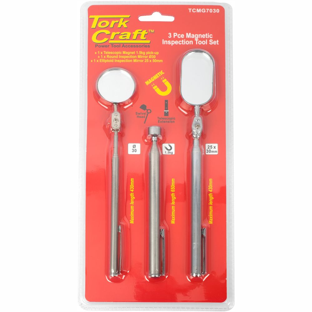 Magnetic Inspection Tool Set 3pc 2 X Insp. Mirror 1 X Pick Up