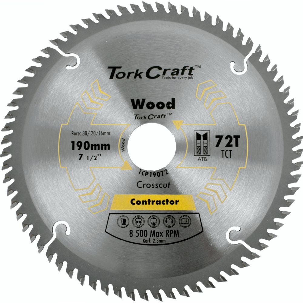 Blade Contractor 190 X 72t 30/20/ Circular Saw Tct