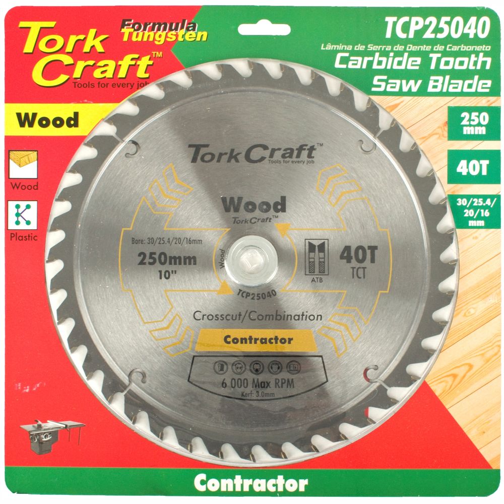 Blade Contractor 250 X 40t 30/1/20/16 Circular Saw Tct