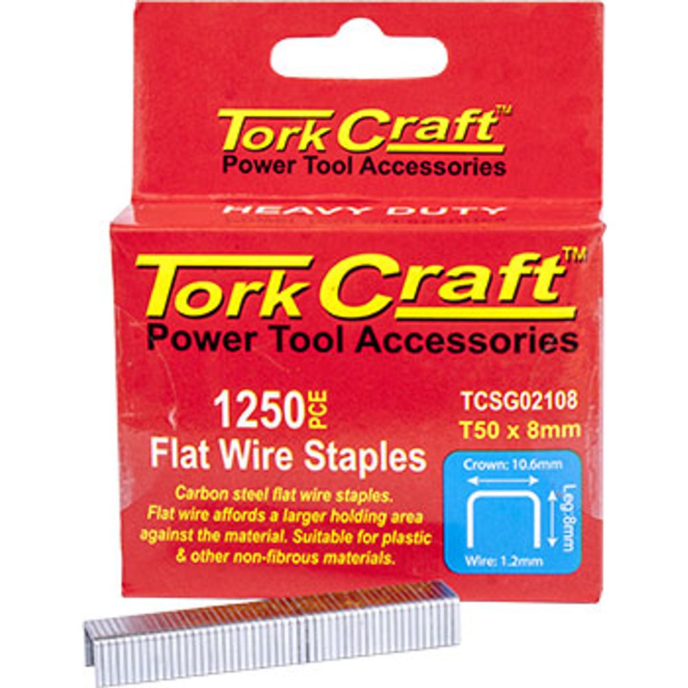 Flat Wire Staple 16g X 10.6mm X 8mm T50 1250pc C/steel For Tcsg0210