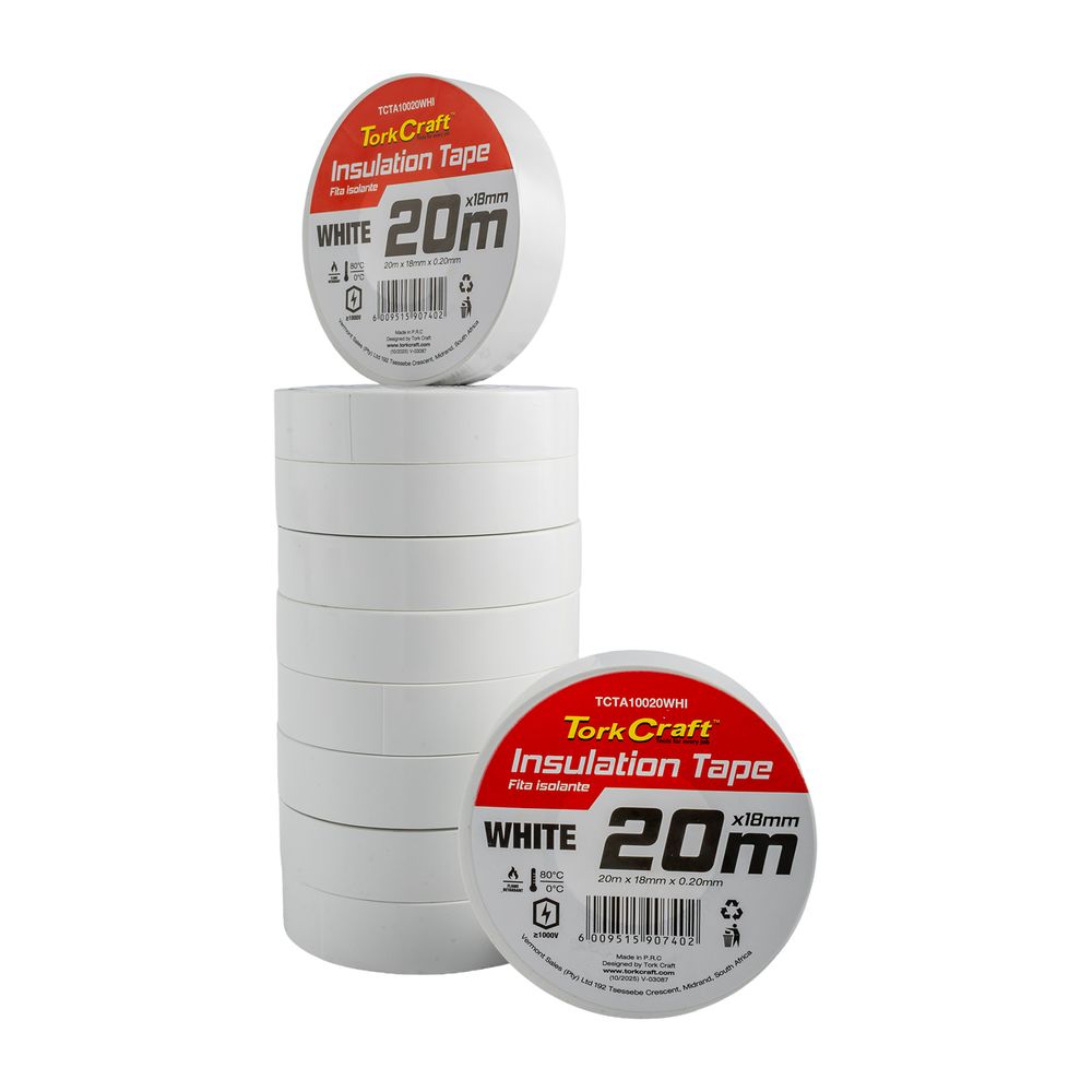 0.20mmx18mmx20m White Insulation Tape