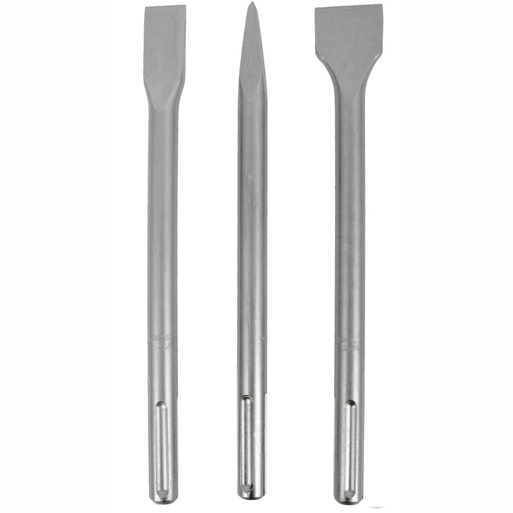 Sds Max Chisel 3pc Set 18x300mm Pointed 18x300x25mm Flat 18x300x40mm