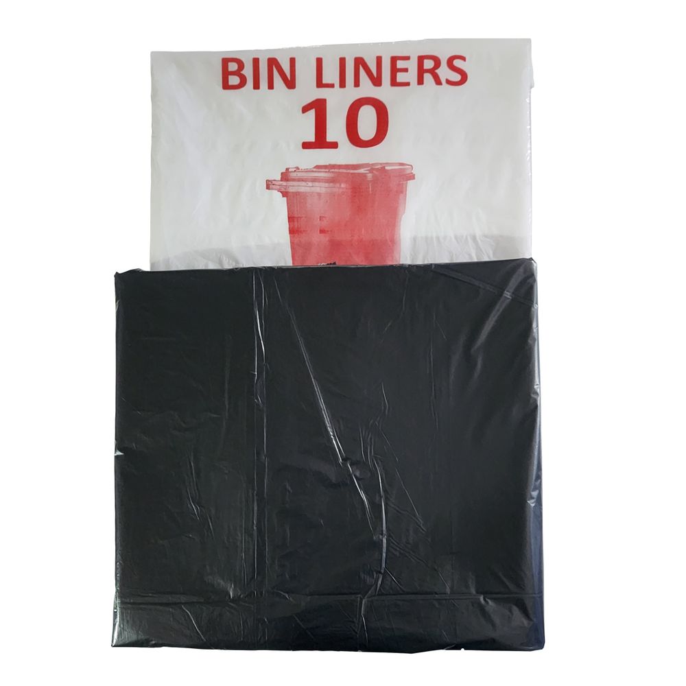 Bin Liner Black 25mic Wheelie Bin 10 Per Pack