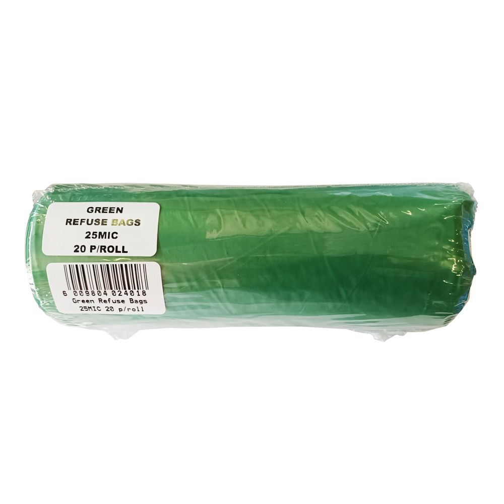 Refuse Bag Green 25mic 20 Per Pack