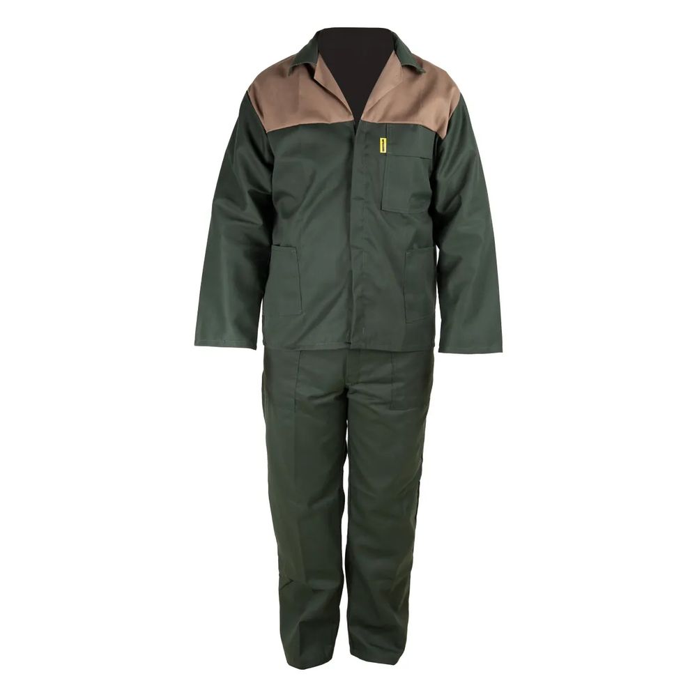 OVERALL 2 PCE 2T KHAKI/GRN SIZE 42 CHEST 38 WAIST