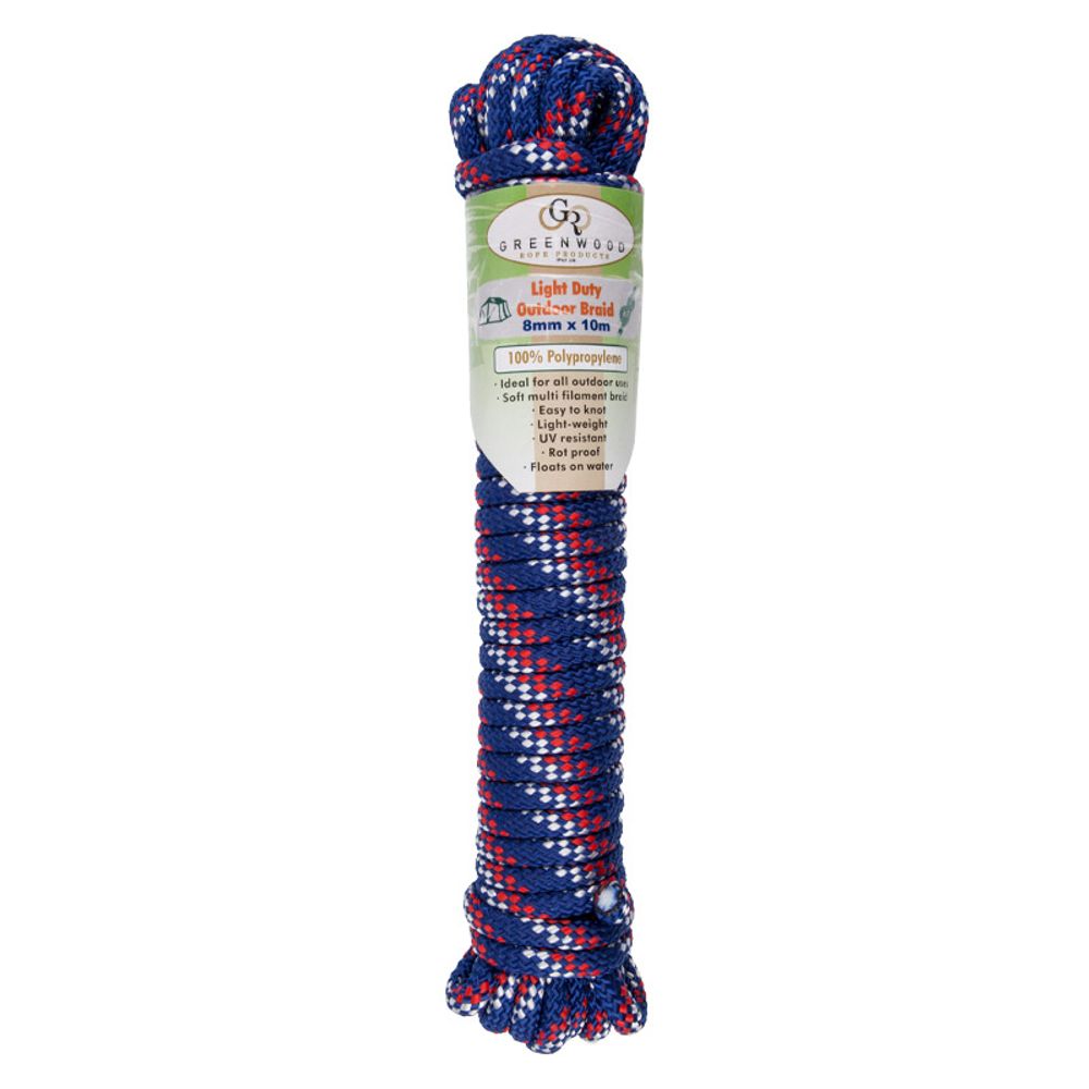 ROPE BRAIDED OUTDOOR 8MM 10M LIGHT DUTY