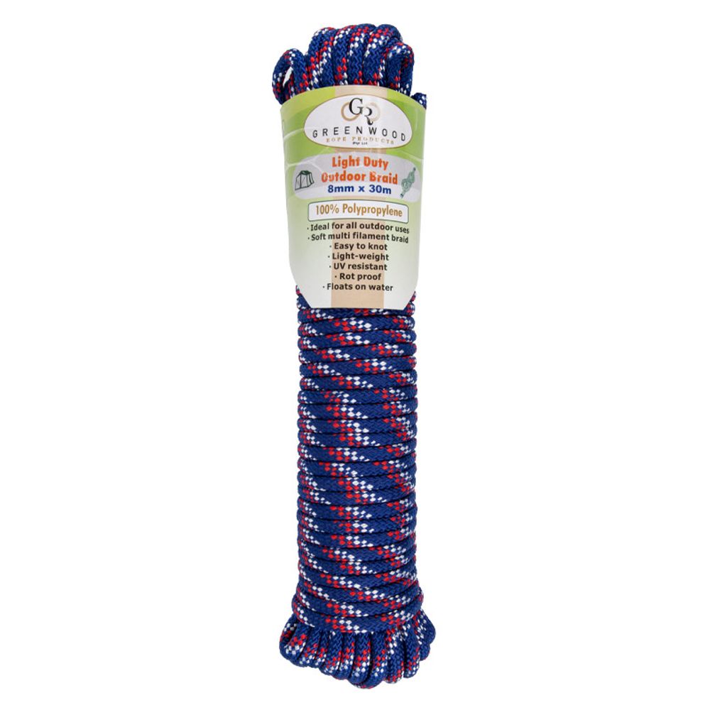 ROPE BRAIDED OUTDOOR 8MM 30M LIGHT DUTY