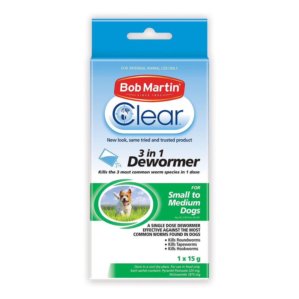 BOB MARTIN CLEAR PLUS DEWORMER S TO M DOGS 15G