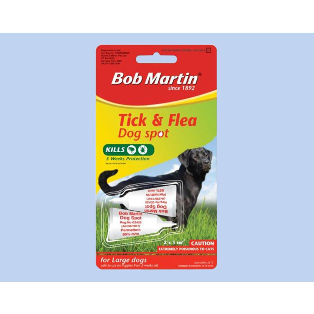 Bob Martin Pet Tick & Flea Dog Spot Large 2x1ml