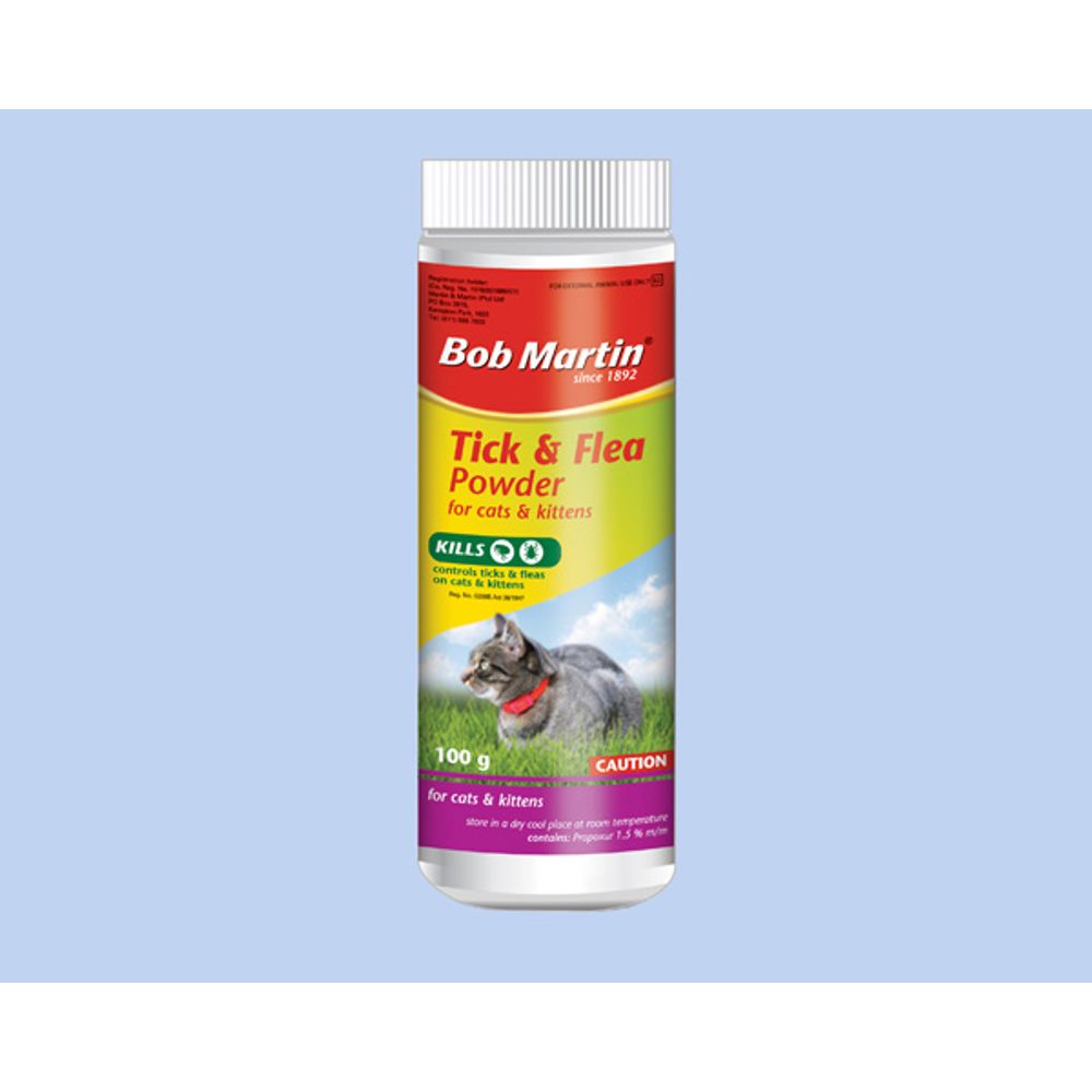 BOB MARTIN PET TICK & FLEA CAT POWDER 100G