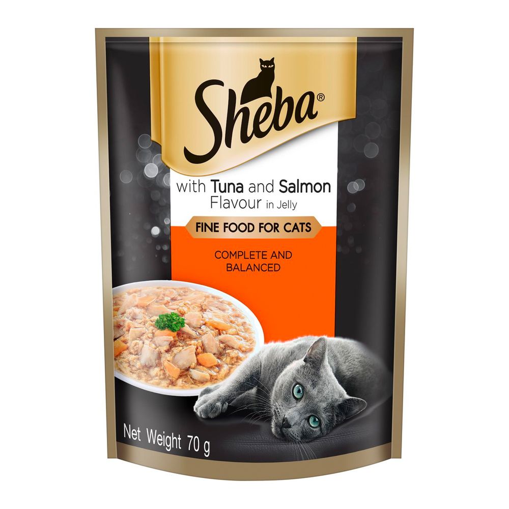 SHEBA CAT FOOD POUCH TUNA & SALMON IN JELLY 70G