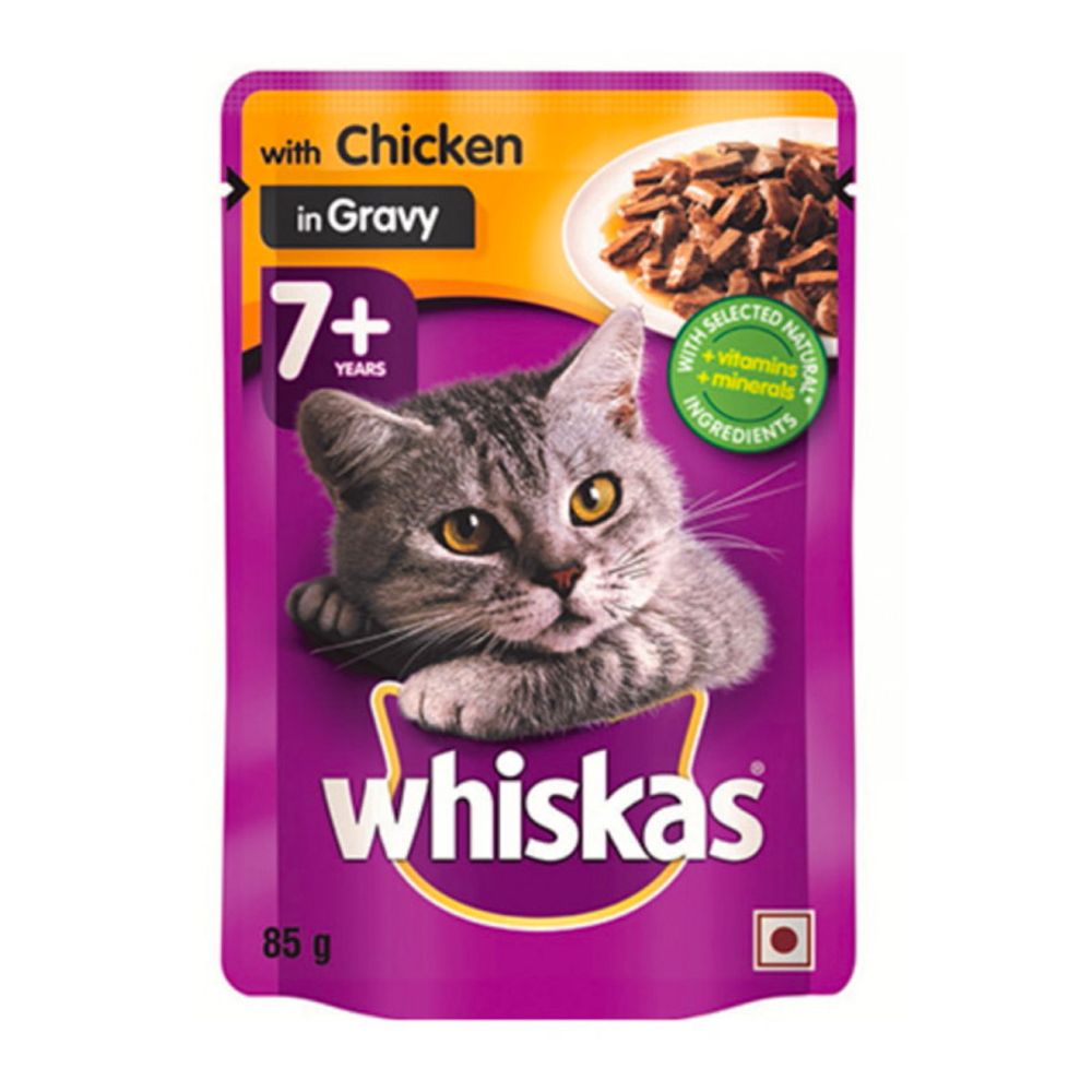 WHISKAS Cat Food Pouch Senior Chicken In Gravy 85g