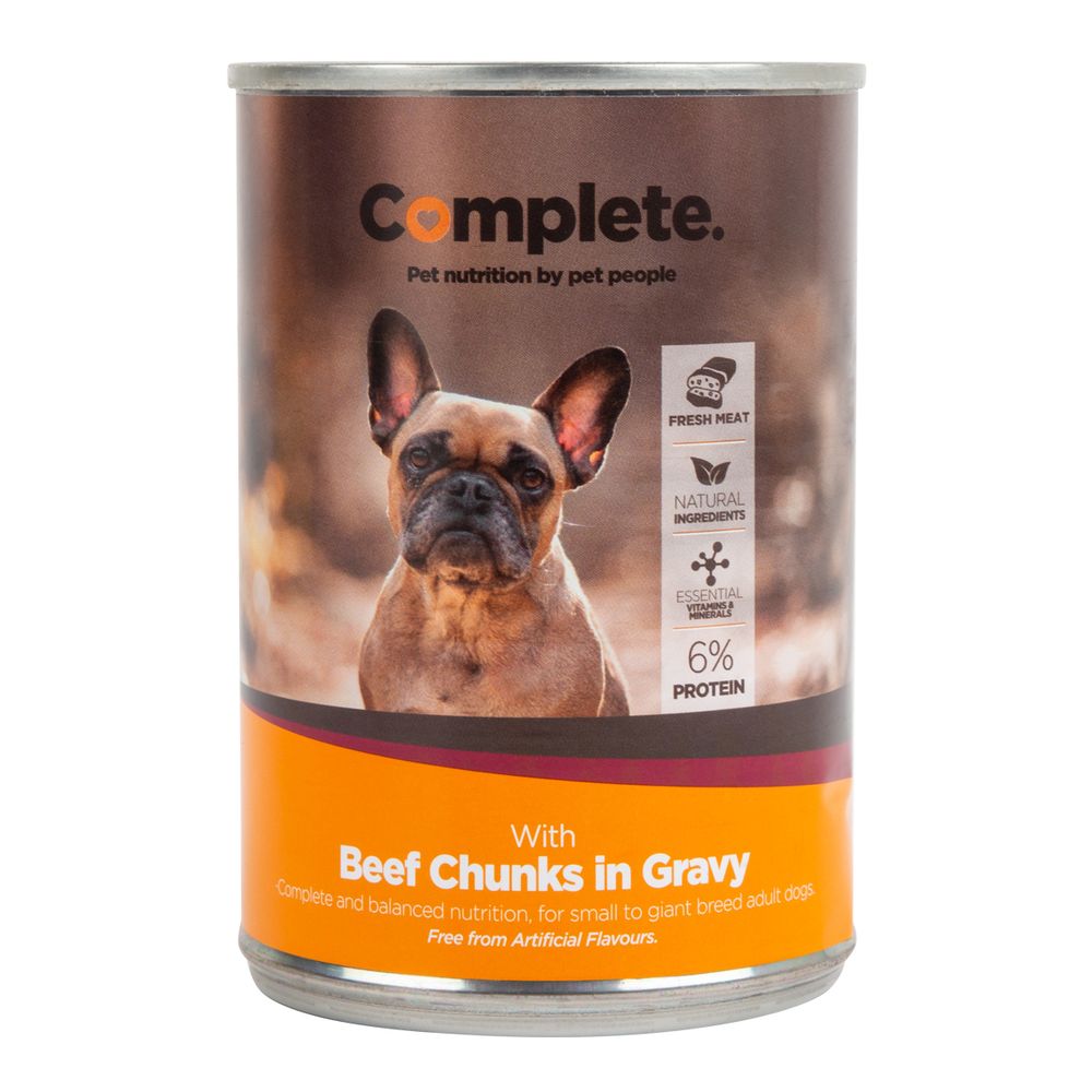 COMPLETE Dog Food Tin Beef Chunks 385g