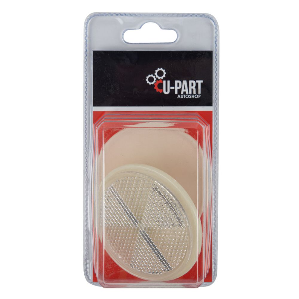 U-PART Reflector Round Centre Bolt Wht 60mm 2pk