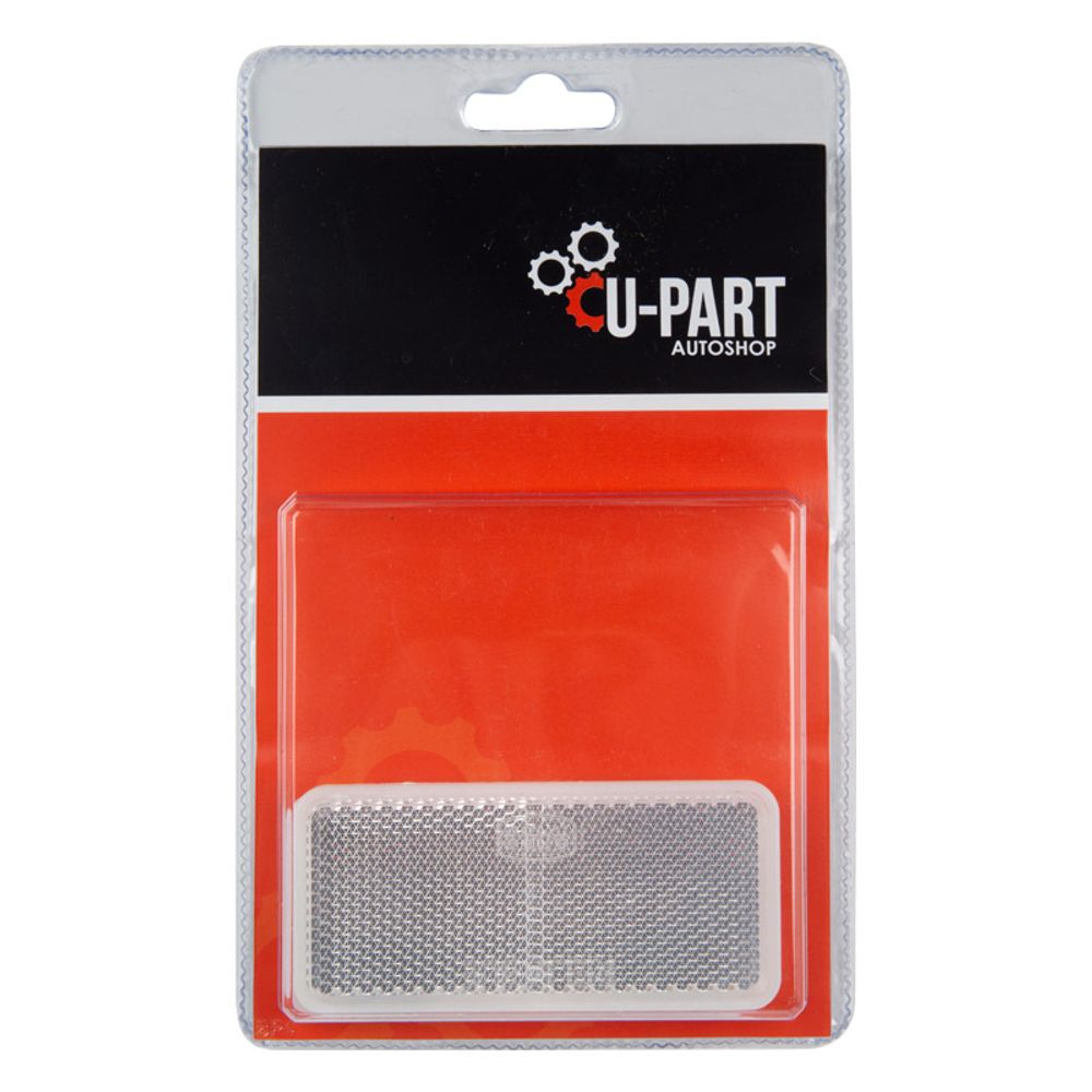 U-PART Reflector Square Stick-on Wht 90mm 2pk