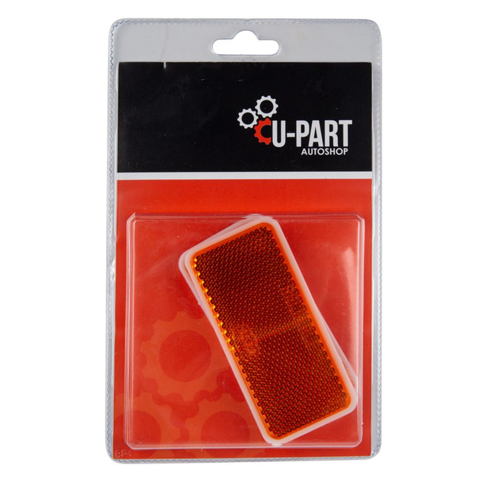 U-PART REFLECTOR SQUARE STICK-ON AMBER 90MM 2PK
