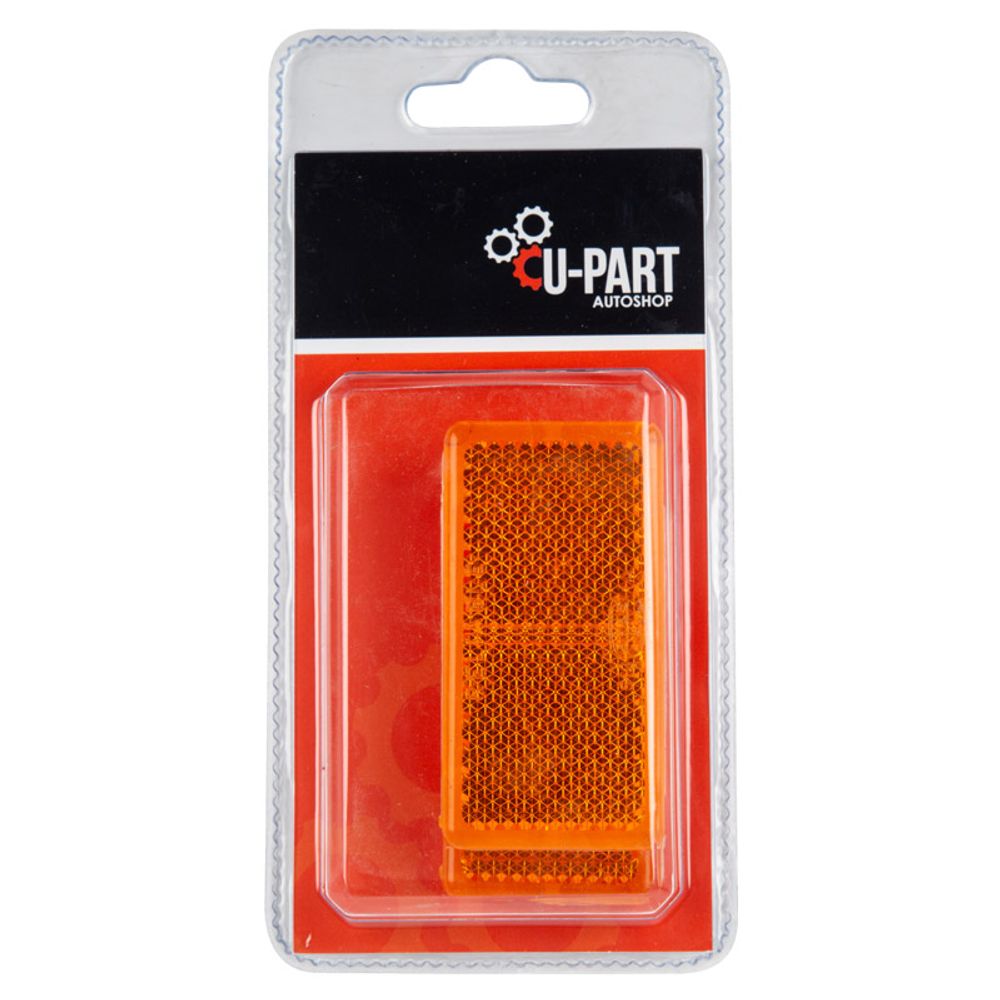 U-PART STICK ON RECTANGULAR REFLEC AMBER 65MM 2PK