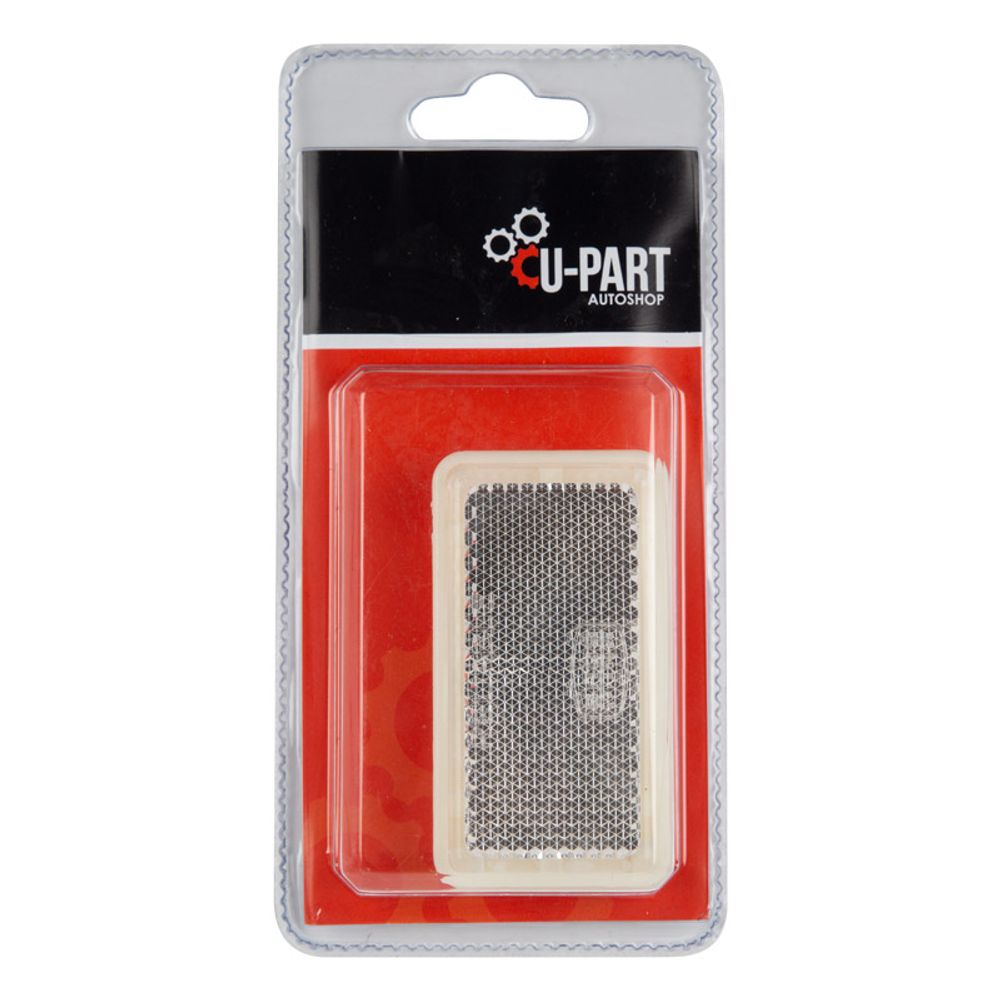 U-PART Stick On Rectangular Reflec Clr 65mm 2pk