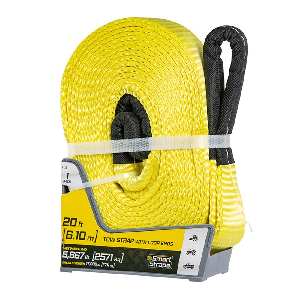 TOW STRAPS + LOOP ENDS 6M YEL