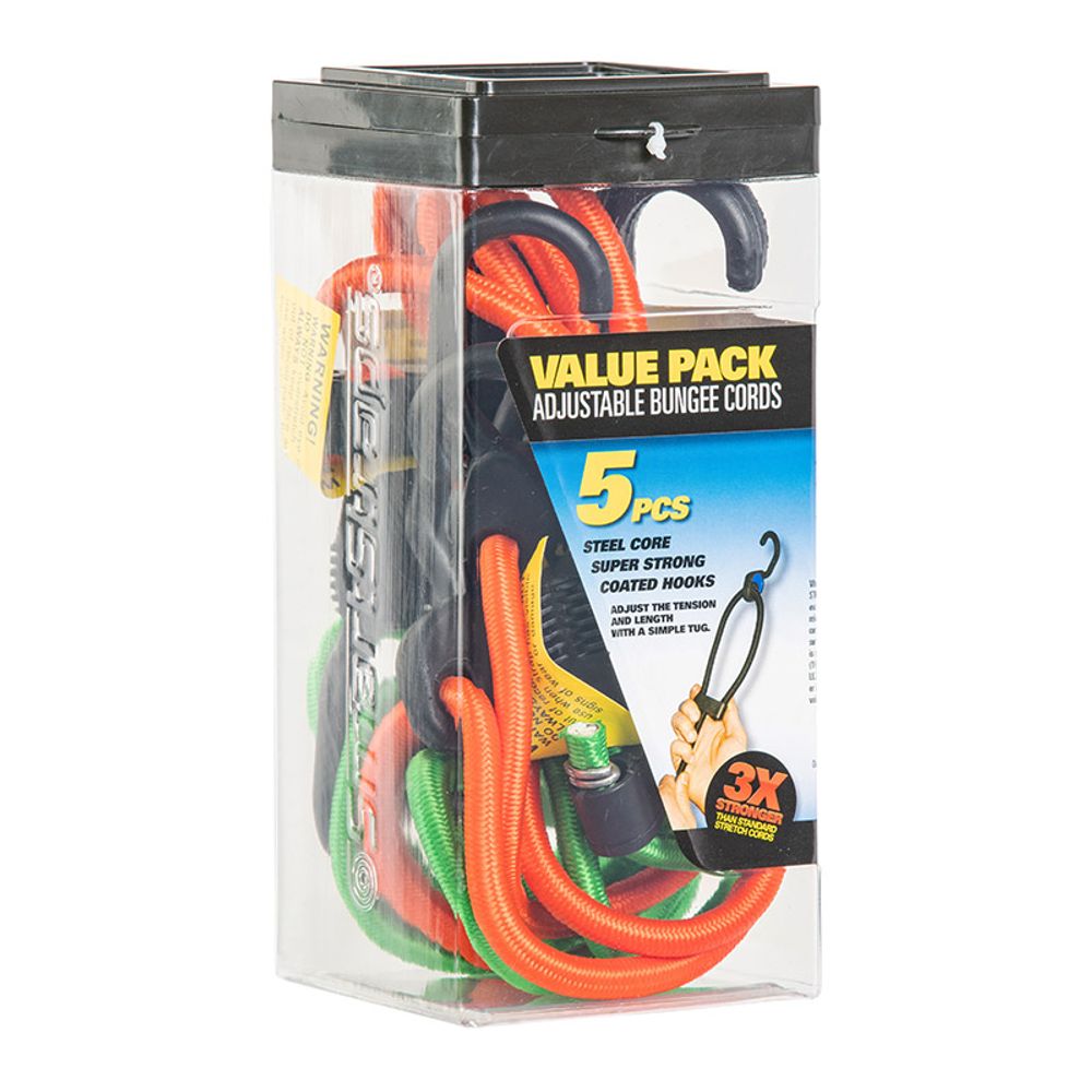 Bungee Straps Superstrong Adjustable Assorted 5pc