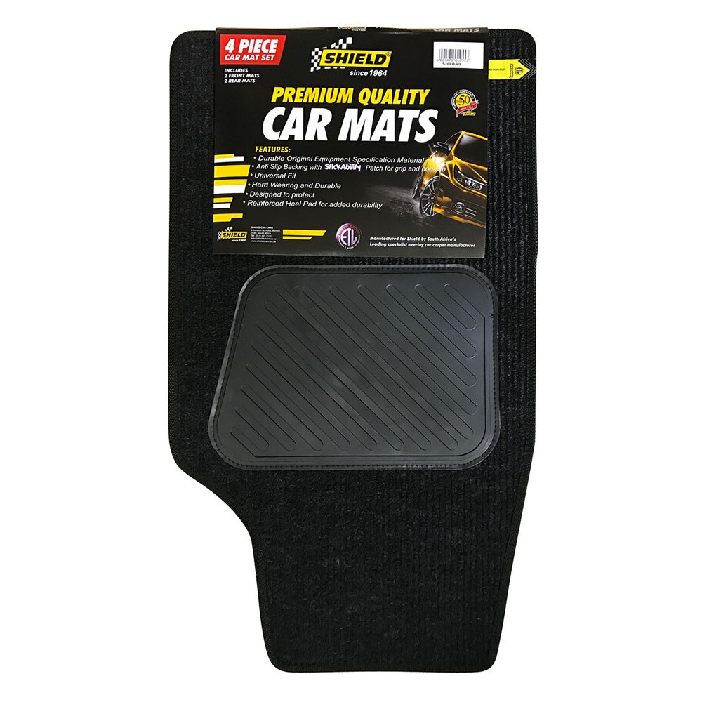 SHIELD Carpet Universal 4x4 Char Ribbed 4pc Sh1049
