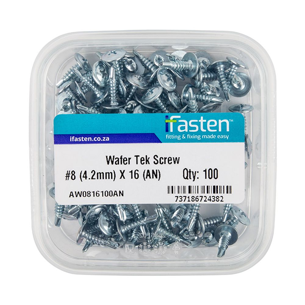 IFASTEN TEK SCREW WAFER NO8 4.2MMX16MM 100 PT