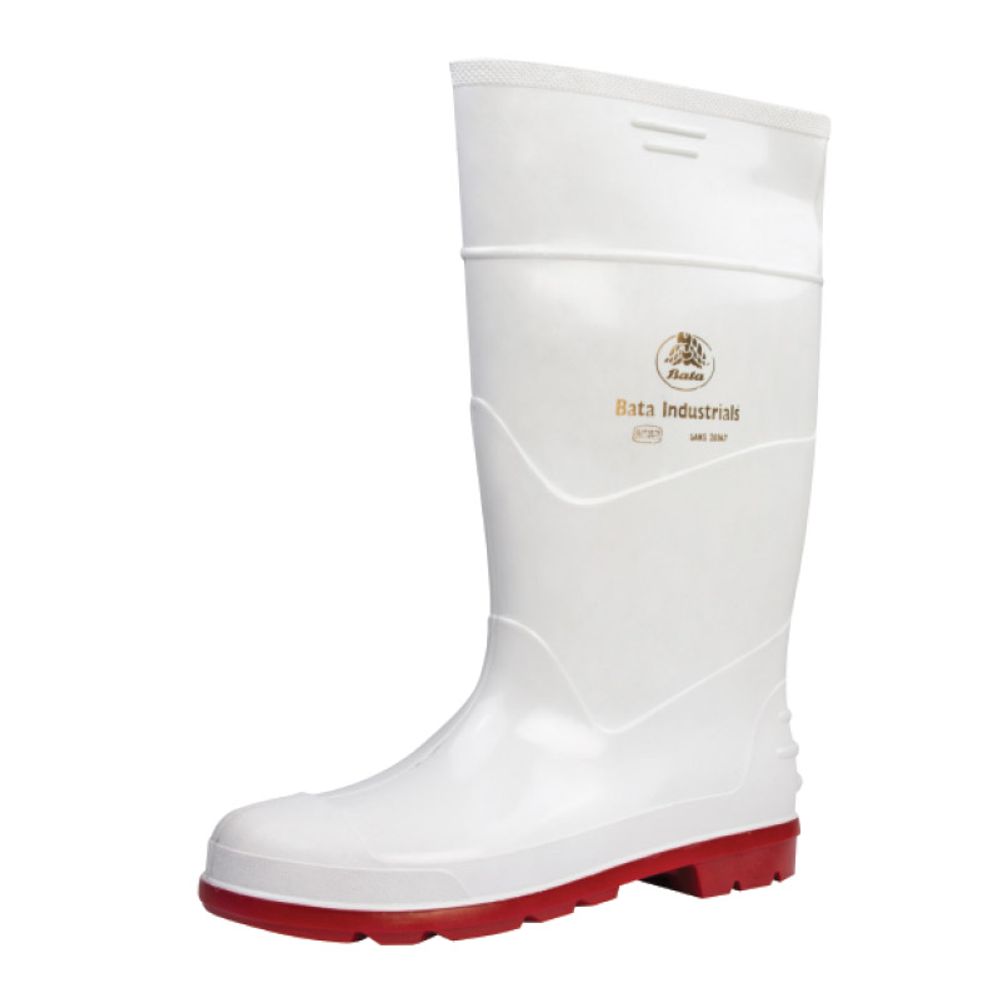 BATA GUMBOOTS JOBBER WHT/RED S9