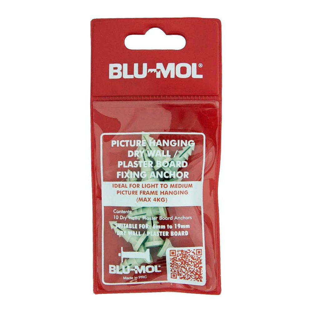 BLU-MOL Drywall / Plaster Board Fixing Anchor 10pk
